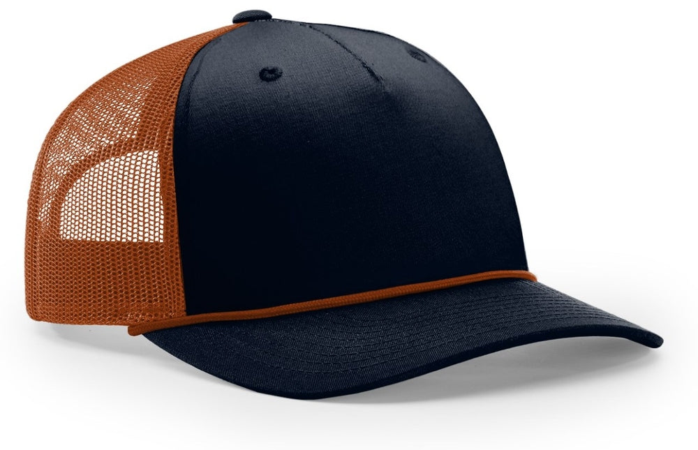 Richardson Seamless 5 Panel Roped Front Trucker Mesh Back Hat  112FPR