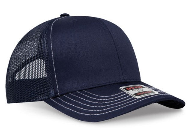 OTTO Cap 6 Panel Adult and Youth Poly Cotton Mid Profile Mesh Back Trucker Hat 112-1