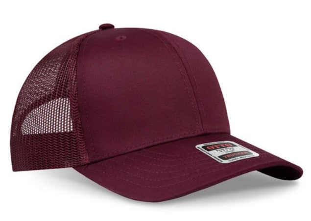 OTTO Cap 6 Panel Adult and Youth Poly Cotton Mid Profile Mesh Back Trucker Hat 112-1
