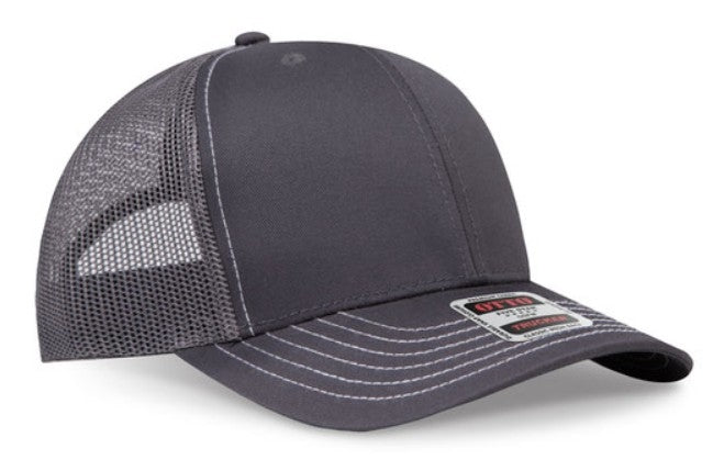 OTTO Cap 6 Panel Adult and Youth Poly Cotton Mid Profile Mesh Back Trucker Hat 112-1