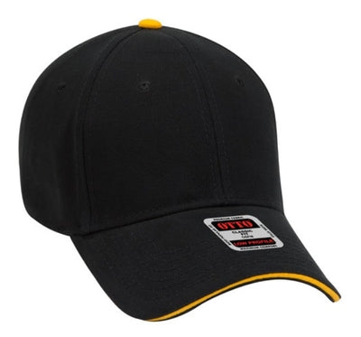 OTTO Cap 6 Panel Low Profile Baseball Cap Brushed Bull Denim Sandwich Visor 23-255