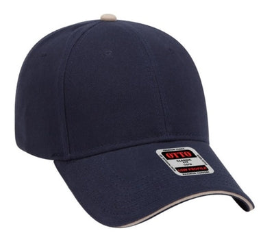 OTTO Cap 6 Panel Low Profile Baseball Cap Brushed Bull Denim Sandwich Visor 23-255